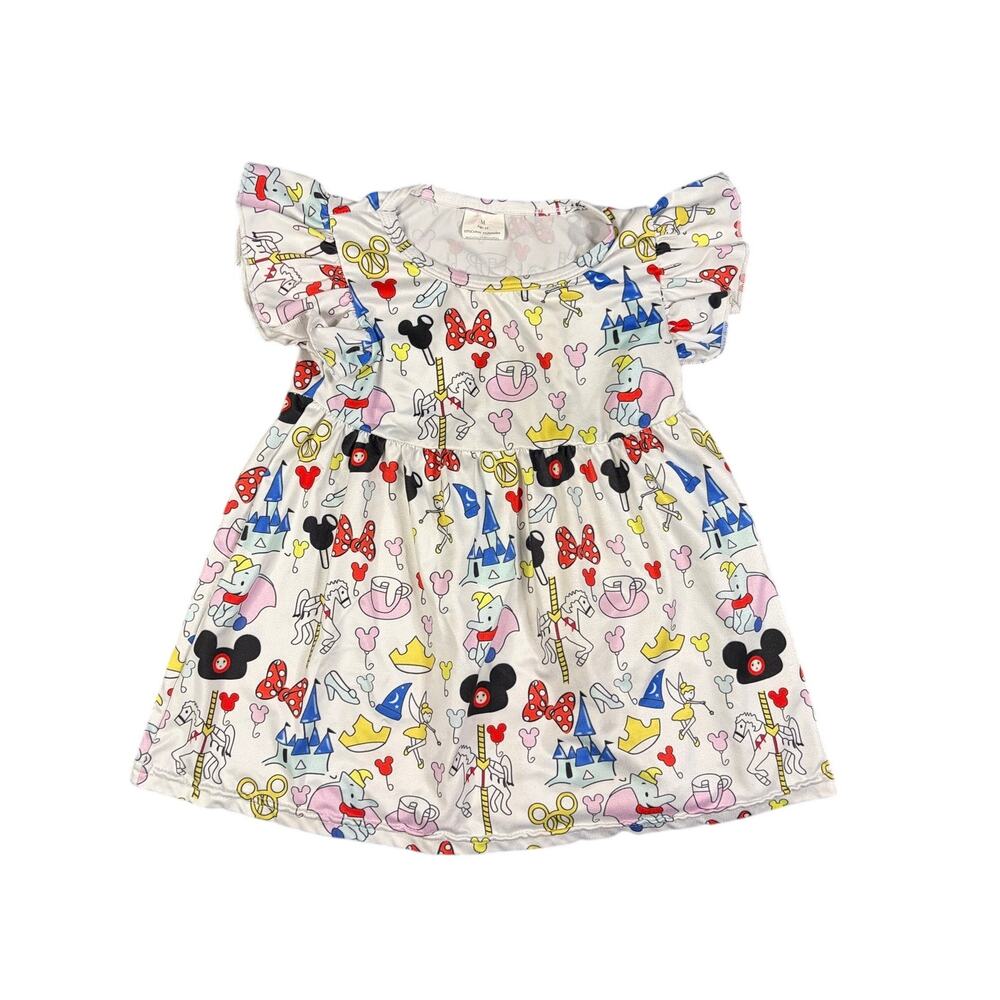 Boutique Disney Inspired Magic Kingdom Flutter Sleeve Girls Dress - Toddler 3T